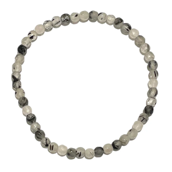 Bracciale Quarzo tormalinato Sfaccettato 4 mm