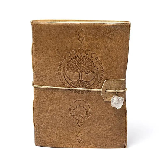 Taccuino Albero della vita con cristallo di rocca e copertina in similpelle