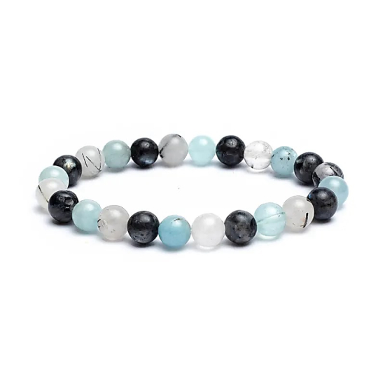 Acquamarina/Labradorite/Quarzo tormalinato Braccialetto