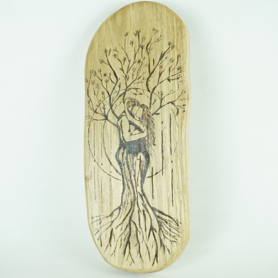 Pannello in legno pregiato con incisione