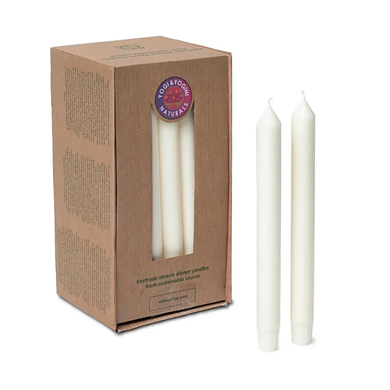 Candela da tavola in stearina bianco sporco non profumata