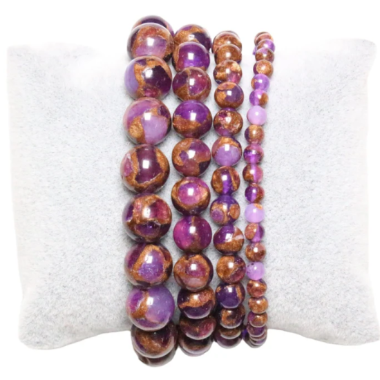 Bracciale diaspro viola dorato 0.8 cm
