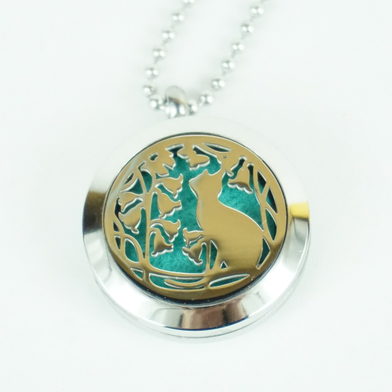 Collana per aroma - Gatto e fiori 25mm