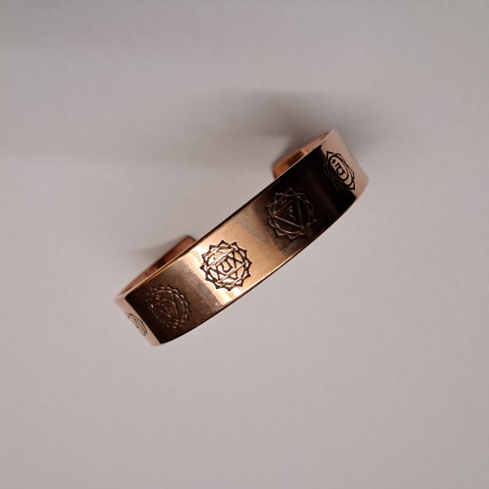 Bracciale in rame con simboli dei 7 chakra