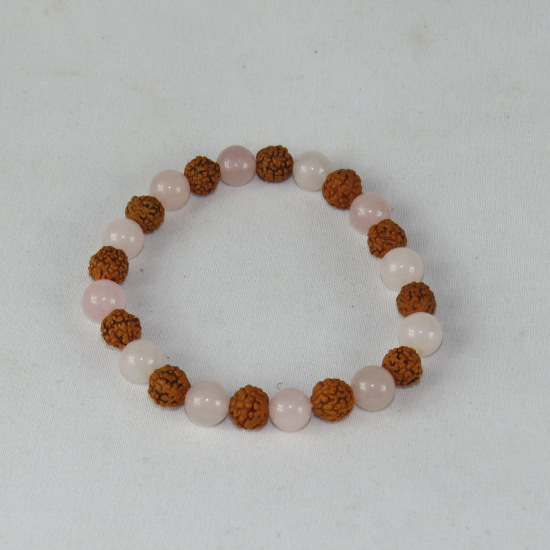 Braccialetto Rudraska e Quarzo rosa elastico