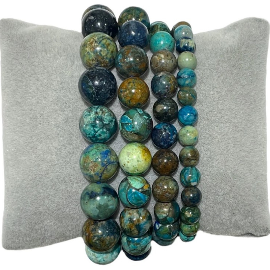 Bracciale crisocolla lapislazzuli AAA 0,6 cm