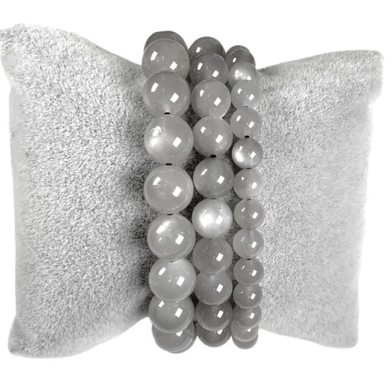 Bracciale pietra di luna grigia 0.6 cm