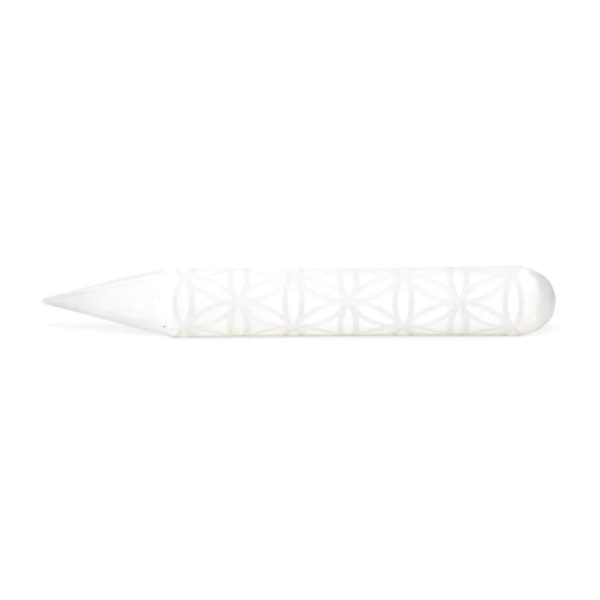 Bacchetta massaggio Selenite Fiore della vita