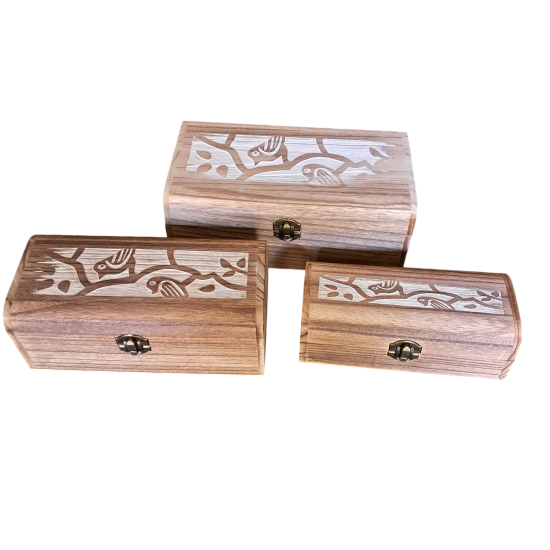 Scatola in legno bauletto con decori grande