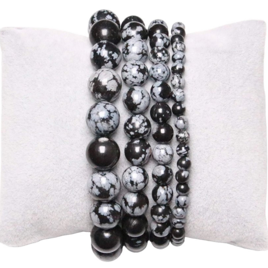 Bracciale ossidiana fiocco di neve 0.6 cm