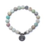 Mala/braccialetto in Amazzonite elastico Buddha