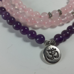 Mālā quarzo rosa e ametista