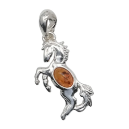 Ciondolo cavallo ambra argento