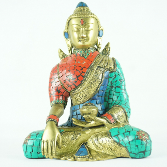 Buddha in ottone con pietre