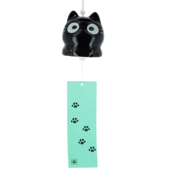 Campana in ceramica Furin - Neko nero