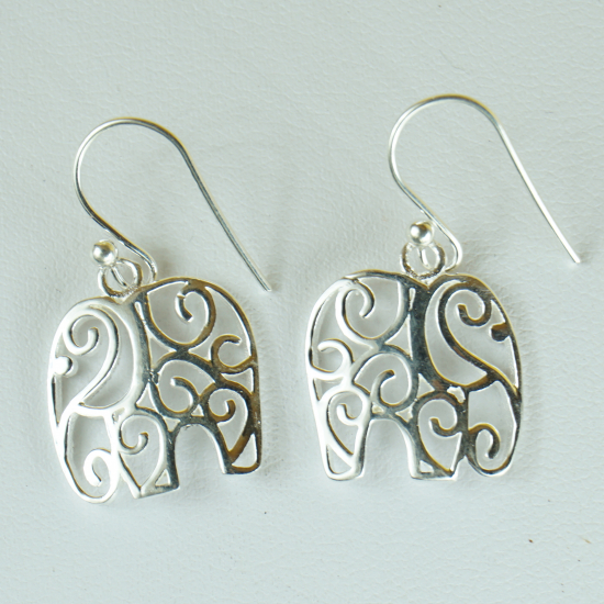 Orecchini in argento a forma di elefante