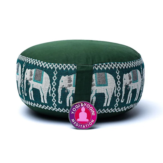 Cuscino meditazione verde con elefanti