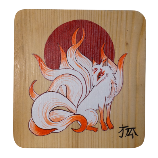 Quadro dipinto a mano volpe a nove code grande