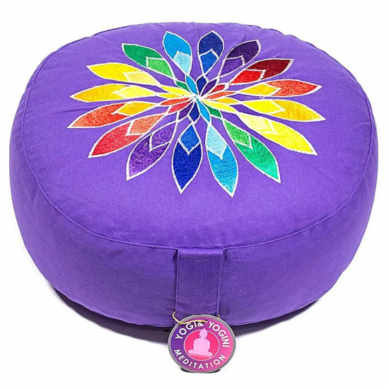 Cuscino meditazione viola fiore multicolore