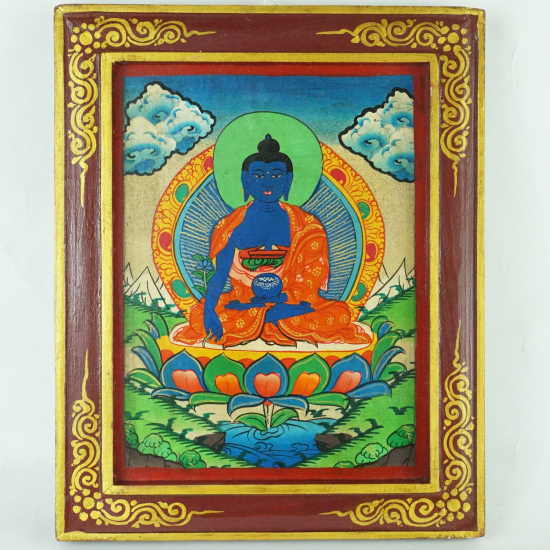 Quadro dipinto su legno Buddha della medicina