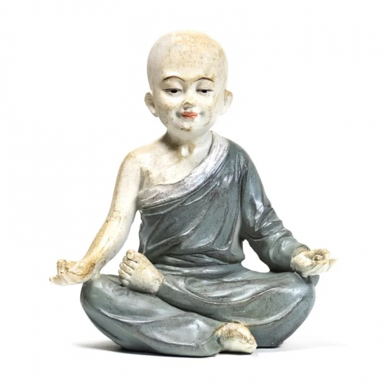 Statua monaco yoga Om grigio