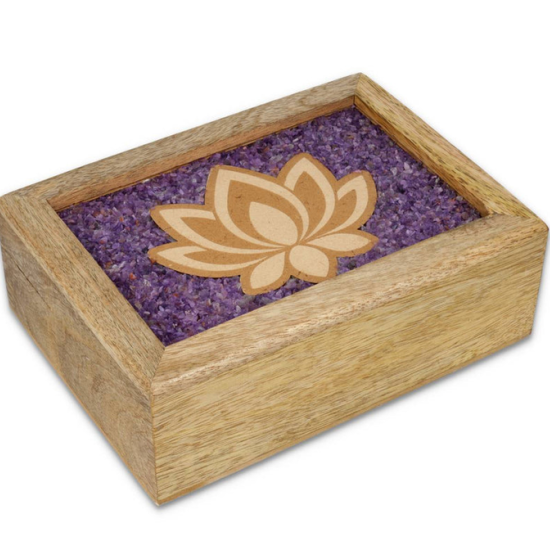 Scatola loto ametista legno di mango