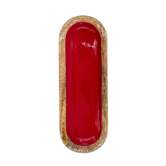 Bruciatore CENERESTOP per incensi colore ROSSO in legno di mango