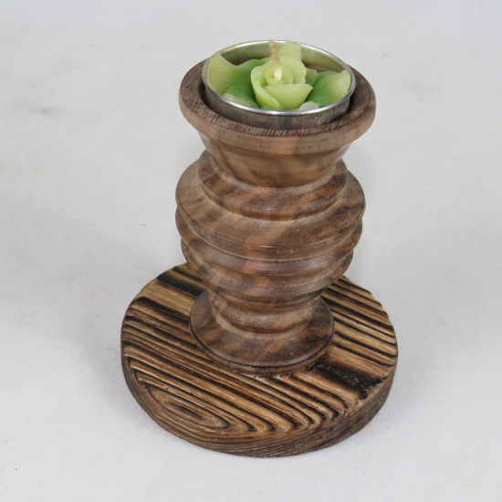 Candelabro in legno di ciliegio con base rotonda