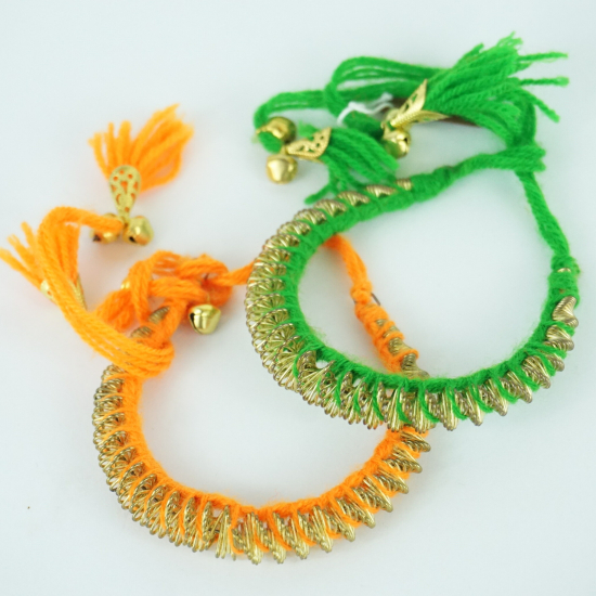 Bracciali colorati con spirale oro e campanelli