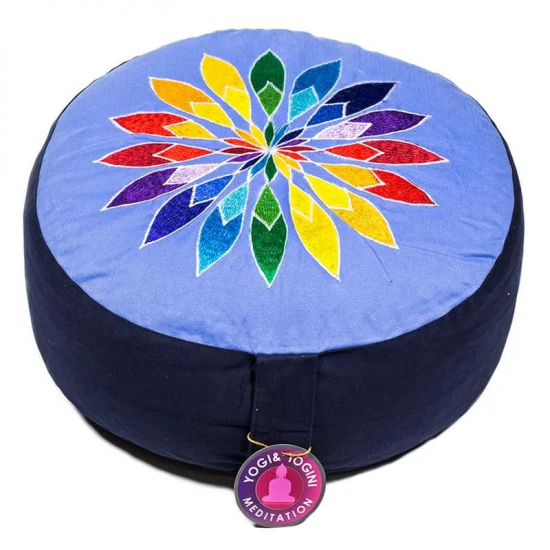 Cuscino meditazione blu fiore multicolore