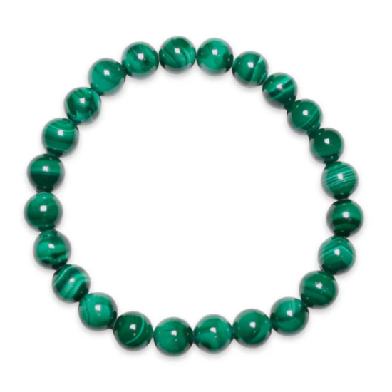Bracciale malachite 0,8 cm taglia uomo