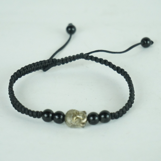 Bracciale in corda nero con Buddha