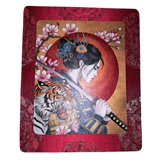 Quadro guerriera con tigre dipinto a mano