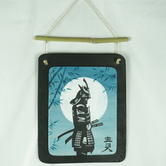 Pannello con Samurai sfondo azzurro