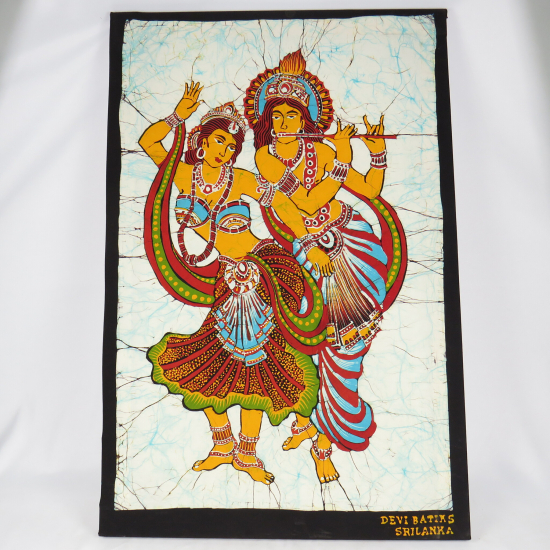 Batik Krishna e Radha con intelaiatura