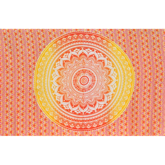 Copriletto singolo mandala loto giallo e arancione