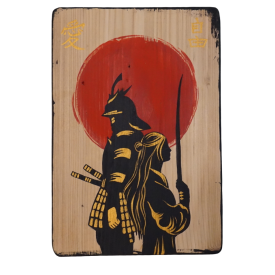 Pannello dipinto coppia guerrieri di spalle