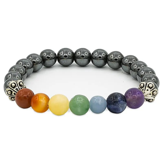 Braccialetto elastico dei Chakra e Ematite