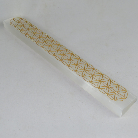 Porta incenso in selenite con Fiore della vita
