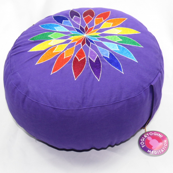 Cuscino meditazione viola fiore multicolore