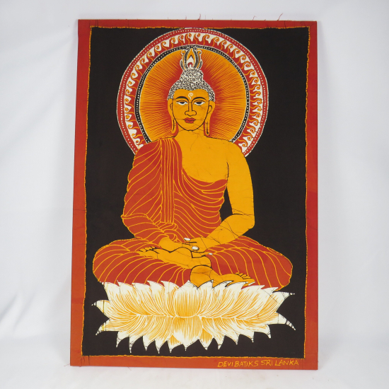 Batik Buddha colorato con intelaiatura.