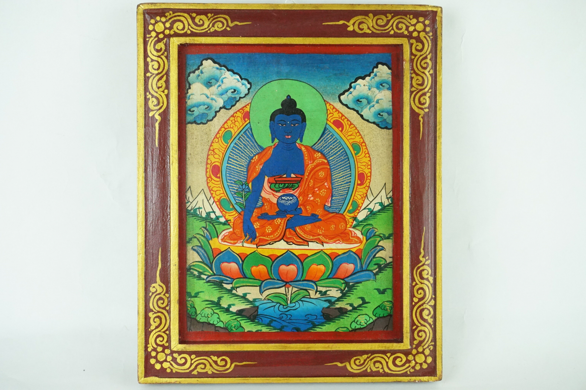 Quadro dipinto su legno Buddha della medicina