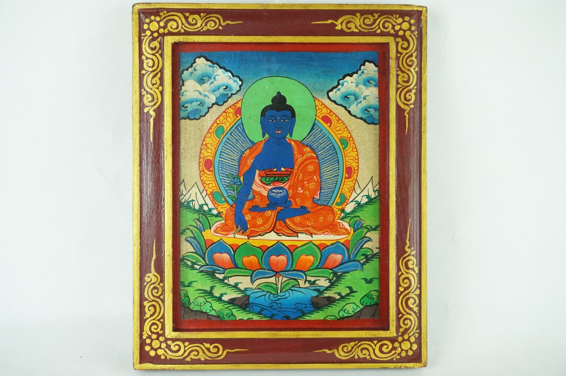 Quadro dipinto su legno Buddha della medicina