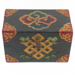 Scatola in legno nepalese dipinta e decorata