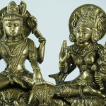 Trittico Shiva, Parvati e Ganesh in bronzo