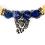 Bracciale lapislazzuli e quarzo rutilato con ganesh