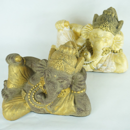 Statua Ganesh sdraiato in sand stone H 15 cm