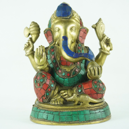 Ganesh in ottone con pietre