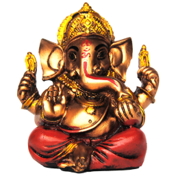 Ganesh statua in resina oro e rosso