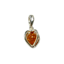 Ciondolo cuore ambra argento